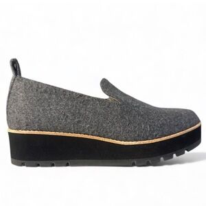 NEW Eileen Fisher Ells 2 Gray Felt Platform Mohair Loafer Size 10